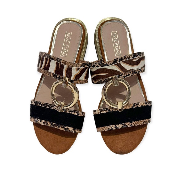 RIVER ISLAND “Nicki” Ring Flat Sandals, Size 7 - Picture 6 of 8